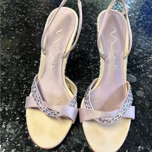 Nina Lilac Crystal-Embellished Slingback Heels